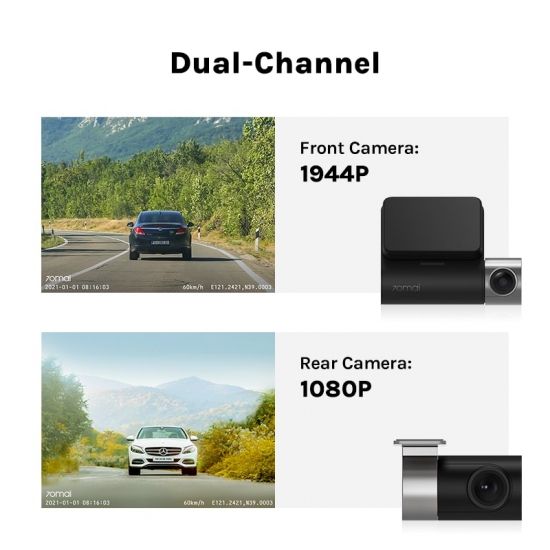 70mai Dash Cam Pro Plus A500S 1944P GPS ADAS Car Camera 70mai A500S Car DVR 24H Parking Support Rear Cam 140FOV Auto Recorder