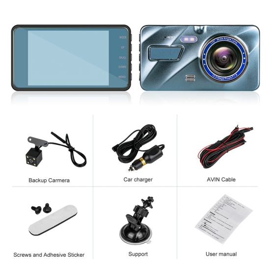 J16 Car DVR  Video Recorder Dash Camera 1080P Rear View Dual Lens 4 Full HD G Sensor Portable Cycle Recording Dash Cam Dashcam