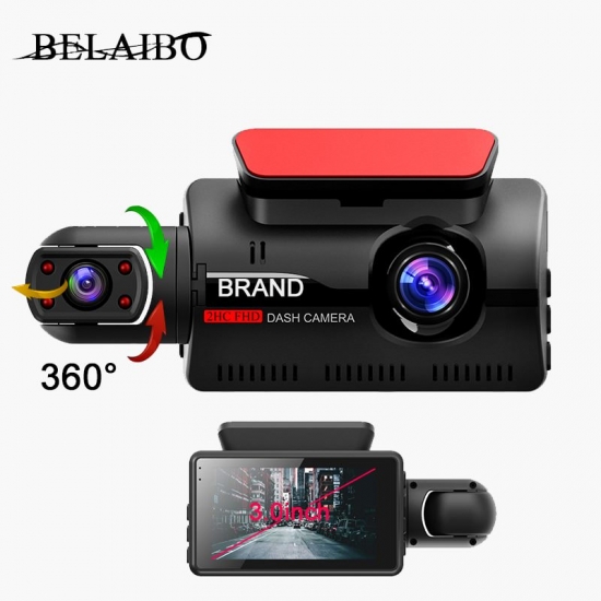 2 Lens Car Video Recorder Hd1080P Dash Cam  Car Black Box 3 Inch Ips Camera Recorder Night Vision G-sensor Loop Recording Dvr