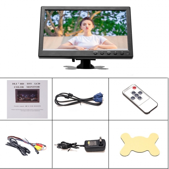 Podofo 10.1 inch Monitor for TV Computer Display LCD Color Screen for Car Backup Camera Home Security System car Monitor