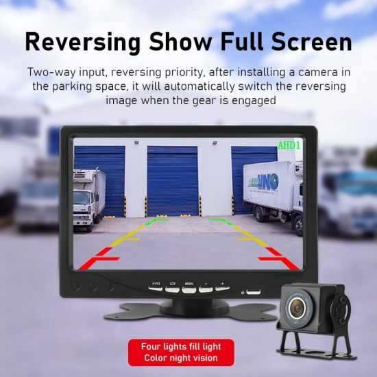 Jansite 7 inch AHD TFT Car monitor With 2 Channels Aviation Head Rear View Camera Parking Rearview Backup Reverse Cameras For Truck
