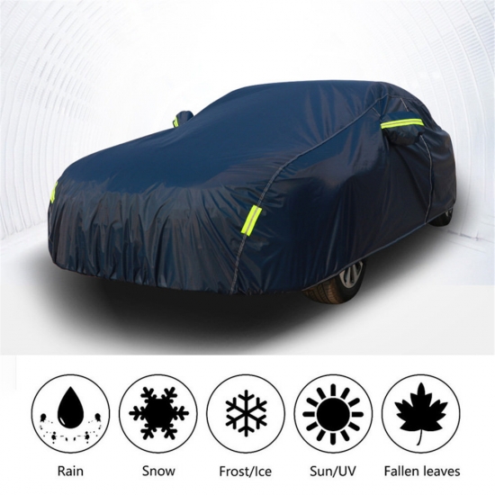 Universal Dark Blue Full Car Cover Outdoor Snow Ice Dust Sun UV Shade Cover Auto Exterior Accessories Fit Suv Sedan Hatchback