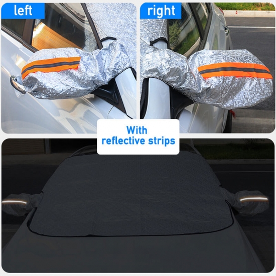 Windshield Car Cover Winter Snow Cover Sunshade Outdoor Windproof Anti-Frost Car Cover with Reflective Strip Privacy Protection