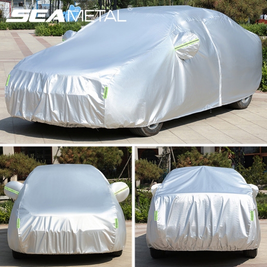 SUV/Sedan Car Cover with Side Zipper Outdoor Car Sun Shade Protector Waterproof Dustproof Exterior Snow Covers Reflective Strip