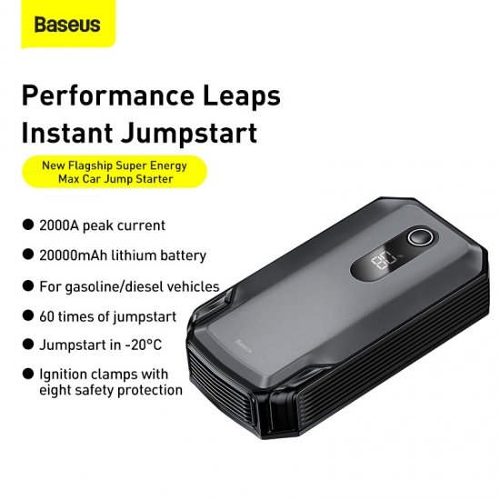 Baseus 20000mAh Jump Starter Power Bank 2000A 12V Portable Car Battery Starter Emergency AUTO Booster Starting Device Jump Start