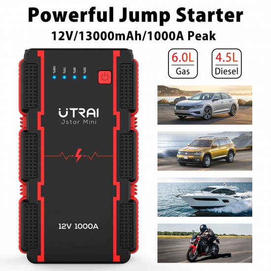 UTRAI 1000A Jump Starter 13000mAh Power Bank Starting Device Portable Charger Emergency Booster 12V Car Battery Jump Starter