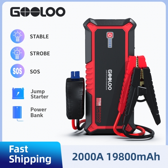 GOOLOO 2000A Car Batteri Jump Starter Power Bank Portable Auto Charger Start Devic For 12V 9.0L/7.0L Car Emerg Starting Booster