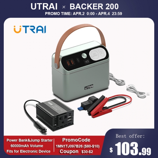 UTRAI BACKER 200 60000mAh 222Wh Jump Starter Power Bank Station PD 60W Portable Charger Car Booster Starting Device Outdoor