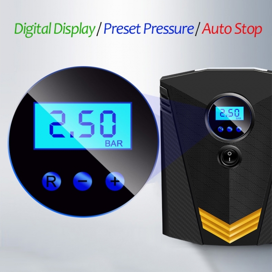 Portable Car Tire Inflator LED Digital Lighting Tire Inflatable Pump DC 12V Air Compressor for Cars Wheel Bicycle Tires