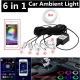 6 in 1 RGB LED Atmosphere Car Light Interior Ambient Light Fiber Optic Strips Light by App Control DIY Music 8M Fiber Optic Band