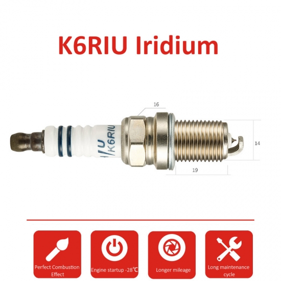 4pcs or 6pcs Iridium spark plugs TORCH K6RIU FR7DP BKR6EIX IK20 RC8WYPB4 NEON/ESCORT FIESTA ORION SCORPIO Y10 FELICIA