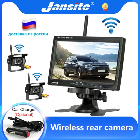Jansite Wireless Truck Camera 7 inch For Trucks Bus RV Trailer Excavator Car Monitor Reverse Image 12V-24V Rear View Camera
