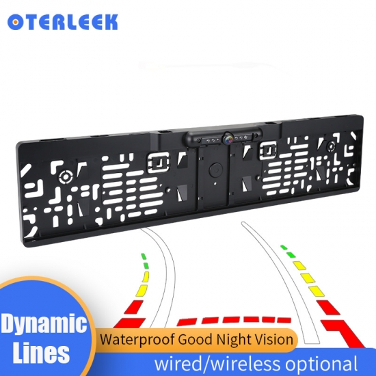 Dynamic Trajectory European License Plate Frame Rear View Camera System With Night Vision IR Lights
