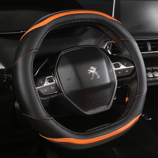 Peugeot 3008 4008 5008 Car Steering Wheel Cover Carbon Fiber PU Leather Auto Accessories Steering Cover