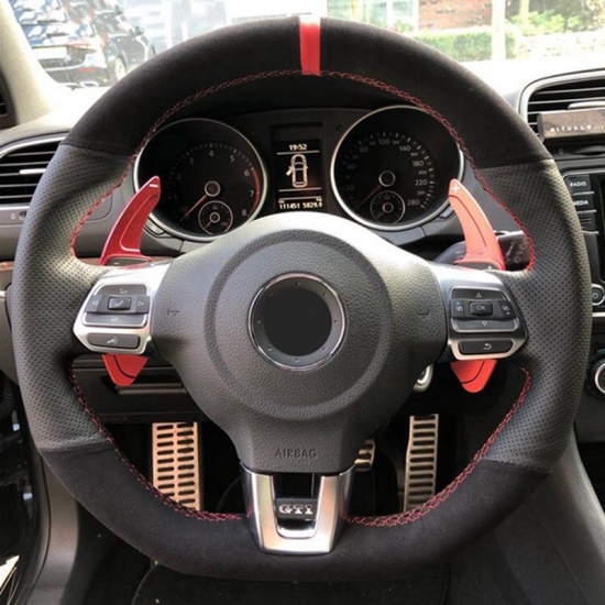 Volkswagen Golf 6 GTI MK6 Polo GTI Scirocco R DIY Car Steering Wheel Cover Carbon Fiber Genuine Leather