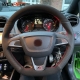 WCaRFun DIY Black Suede Leather Car Steering Wheel Covers For Seat Ibiza 2015 Mii FR 2013-2020