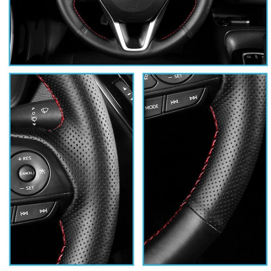 Car Steering Wheel Cover Anti-Slip Black Genuine Leather Suede For BMW M5 E60 E61 M6 E63 E64 2005 2006 2007-2010