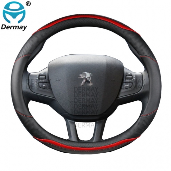Peugeot 2008 2013-2018 year Car Steering Wheel Cover Carbon Fiber Leather