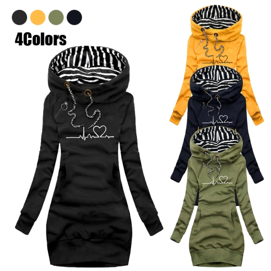 Autumn and Winter Women Dresses Fashion Long Sleeve Hoodie Dress Casual Hooded Dresses for Women Pullover Dress