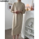 2022 Autumn Winter Oversize Loose  Long Thick Sweater Dress Women Long Sleeve Straight Maix Dress Female Warm Long Knit Dress