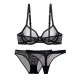 Varsbaby ultra-thin cup mesh lace underwear transparent unlined 1 bra and 2 panties plus size bra set for ladies