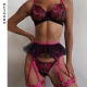 ECTOOKO 2022 4-Pieces Sexy Transparent Lingerie Heart-Shaped Embroidery  Bra Ruffled Garters Seamless Women Underwear