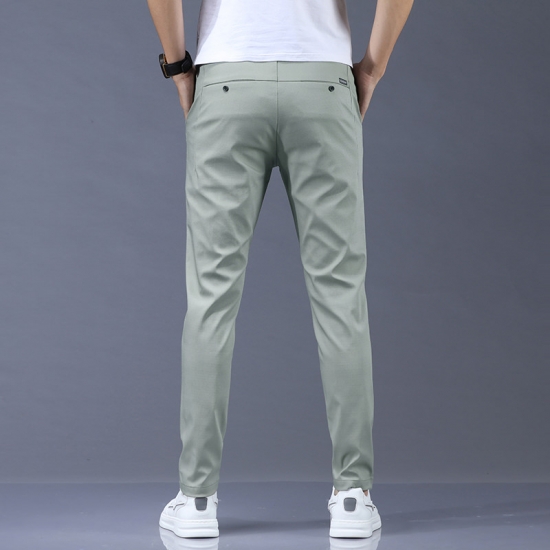 2022 Spring Summer Pants Mens Stretch Casual Slim Fit Elastic Waist Business Classic Trousers Male Black Gray 28-38