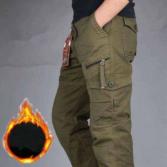 Winter Warm Thick Pants Double Layer Fleece Military Army Camouflage Tactical Cotton Long Trousers Men Baggy Cargo Pants