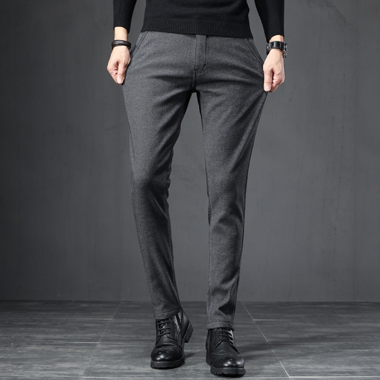 2022 Spring Autumn Business Dress Pants Men Elastic Waist Frosted Fabric Casual Trousers Formal Social Suit Pant Costume Homme