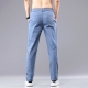 Spring Summer Men Casual Pants Cotton Solid Color Slim Drawstring Elastic Waist Classic Khaki Grey Thin Jogging Trousers Male