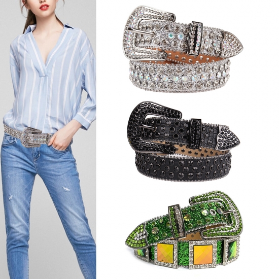 Rhinestone Belts For Women Man Luxury Brand Diamond Designer Belt For Jeans Cowboy Cowgirl Western Cinto
