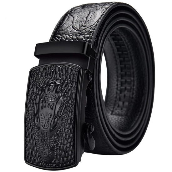 Mens Belt Leather Automatic Buckle Business Casual Crocodile Pattern Leather Belt With Automatic Buckle
