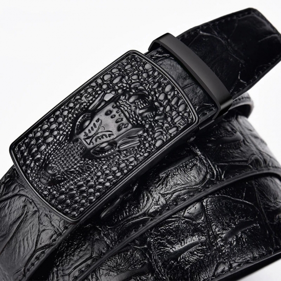Mens Belt Leather Automatic Buckle Business Casual Crocodile Pattern Leather Belt With Automatic Buckle