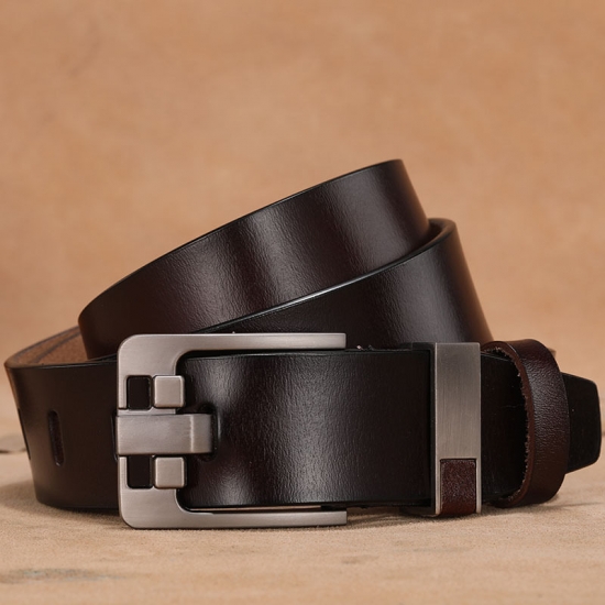 Genuine Leather Luxury Strap Male Belts for Men New Large Plus Size 140 150 160cm Vintage Pin Buckle Men Belt