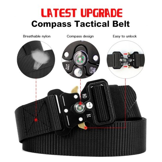 JACNAIP Mens Tactical Military Belts Heavy Duty Army Adjustable Nylon Belt Outdoor Police Metal Buckle Belt