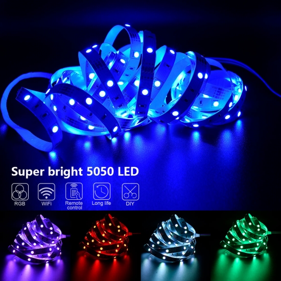 LED Strip Light ,RGB 5050/SMD2835, Flexible Ribbon, DIY Led Light Strip RGB  Tape Diode DC 12V bluetooth Christmas lights