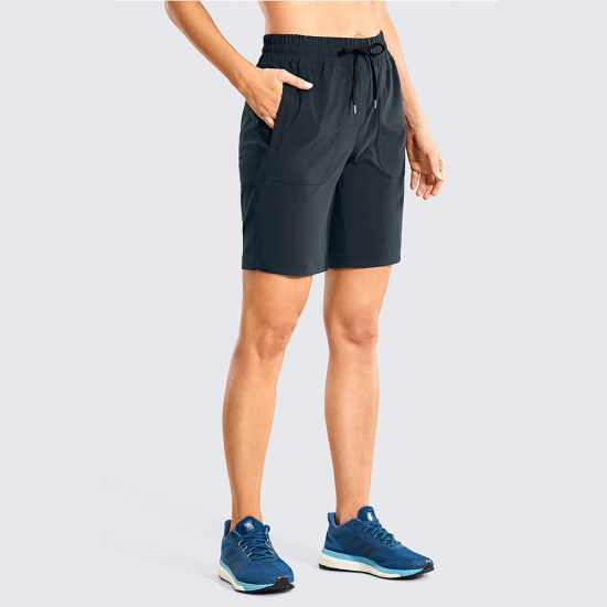 Women Stretch Quick-Dry Athletic Shorts for Women Workout Casual Shorts with Side Pockets - 9 Inches