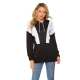 Women Hooded Hoodie Sweatshirts Black And White Contrast Color Autumn And Winter Fashion Ladies Loose Casual Hoodie