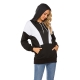 Women Hooded Hoodie Sweatshirts Black And White Contrast Color Autumn And Winter Fashion Ladies Loose Casual Hoodie