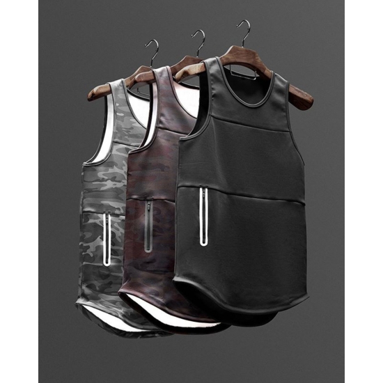 Male Casual Vest Tops Men Sports Vest Summer Quick Drying Running Vest Fitness Leisure Sports Top Workout Gym Vest Sportswear