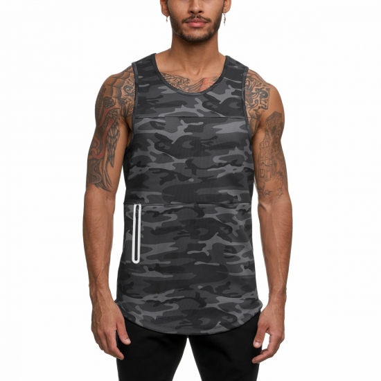 Male Casual Vest Tops Men Sports Vest Summer Quick Drying Running Vest Fitness Leisure Sports Top Workout Gym Vest Sportswear