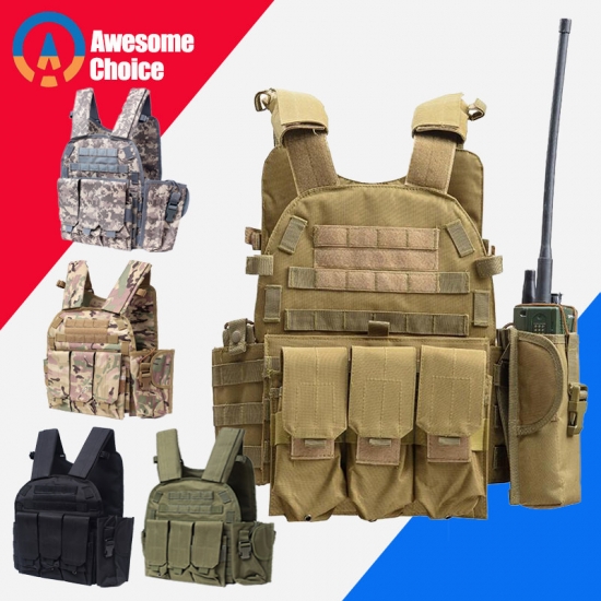 6094 Tactical Vest Molle 900D Nylon Body Armor Hunting Plate Carrier Airsoft 094K M4 Pouch Combat Gear Multicam