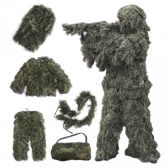 5pcs set Camouflage Ghillie Suit Yowie Sniper Tactical Clothes Camo Suit for Hunting Paintball Ghillie Suit Men Hunting Clothes