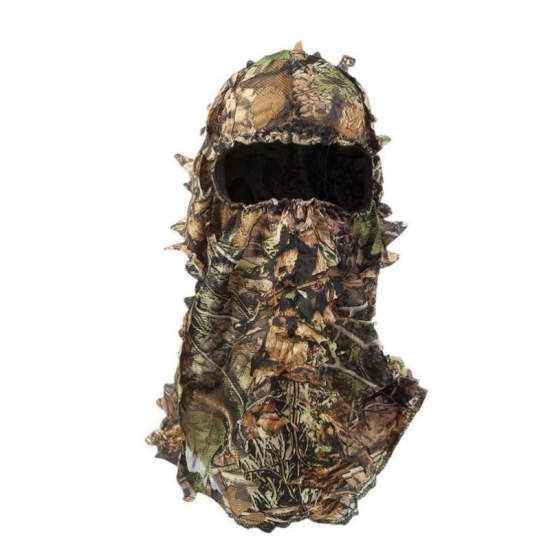 Camouflage Maple Leafy 3D Face Mask Ghillie Suit Sniper Tactical Camouflage Hood Hunting Fishing Headgear Camo Hat and gloves
