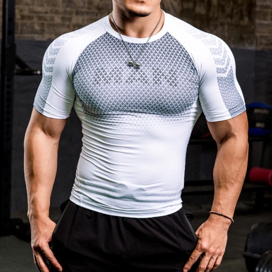Men Running Compression T-shirt Short Sleeve Sport Tees Gym Fitness Sweatshirt Male Jogging Tracksuit Homme Athletic Shirt Tops