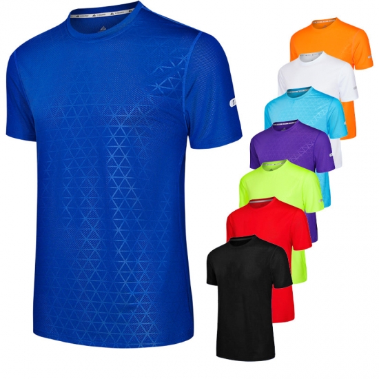 Gym Shirts Men Tranning Run Football Jerseys Workout Causal Print Quick Drying Tshirt Compression Polyester Short Sleeve
