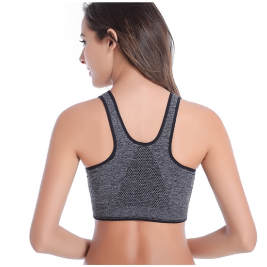 VEQKING Front Zipper Women Sports Bras Breathable Wirefree Padded Push Up Sports Top,Fitness Gym Yoga Workout Bra Sports Bra Top