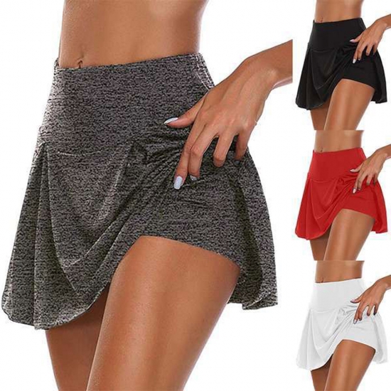 2022 Women Sports Tennis Dance Fitness Quick Drying Solid Female Tennis Running Skort Skirt Active Athletic Yoga Fitness Skirts