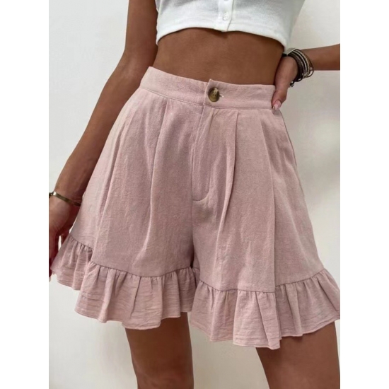 Cotton and Linen Shorts Casual Wide-leg Loose Shorts 2022 Summer New Solid Color Womens High Waist Sports Shorts  Rainbow
