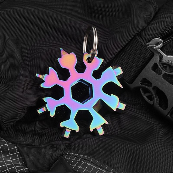 Portable EDC Multifunctional Tool 18-In-1 Hexagonal Universal Torque Snowflake Wrench Stainless Steel Snow Wrench Screwdriver